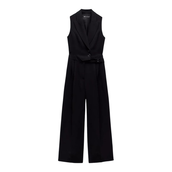 ZARA Black Sleeveless Oversized Vest Jumpsuit